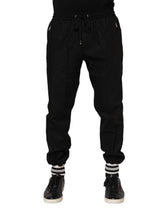 Dolce & Gabbana Black Cotton Logo Tape Men Jogger Pants
